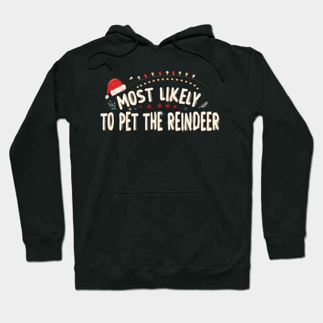 funny Reindeer Family Christmas Holiday santa claus hat Hoodie by ARBEEN Art